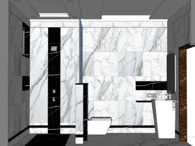 WASHROOM 1 bathroom with marble floors and walls 3D model