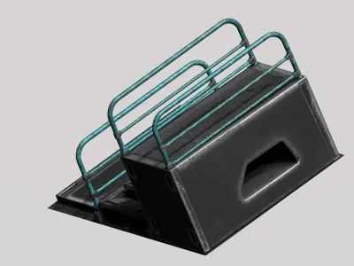 Sci-fi metal stairs with rail Low-poly 3D model