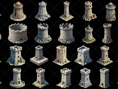 111 Transparent Fantasy Medieval Towers Texture
