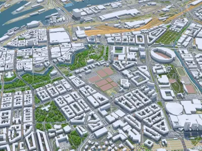 Gothenburg Downtown Sweden Low-poly 3D model