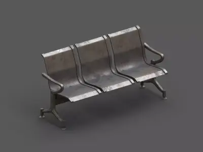 Street Bench Low-poly 3D model