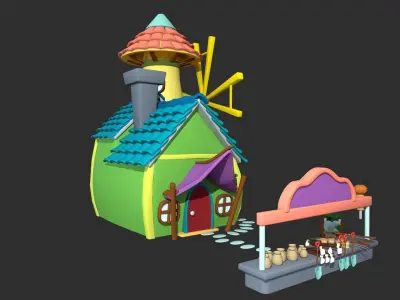 Asset - Cartoons - Background - House 3D model