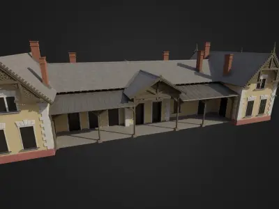 Old Hungarian Train Station Low-poly 3D model