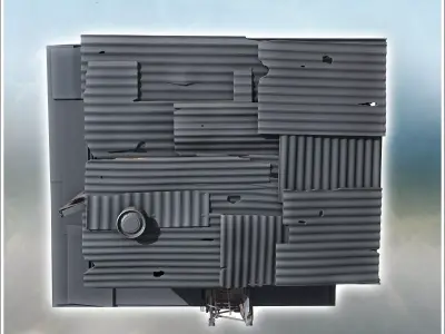 Small metallic shack with corrugated walls exposed beams surroun 3D print model