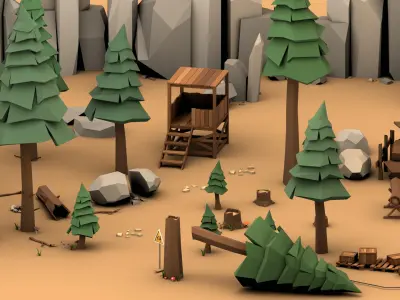 Survival Pack - Low Poly Stylized Forest Environment Low-poly 3D model