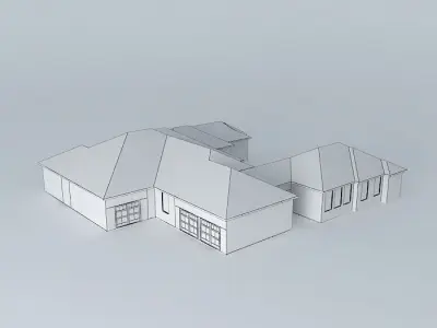 Brick Ranch House Interior Free 3D model