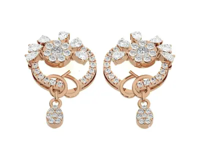 Flower and Leaves Light wt Pendant Earrings Set 3dm stl obj mtl  3D print model