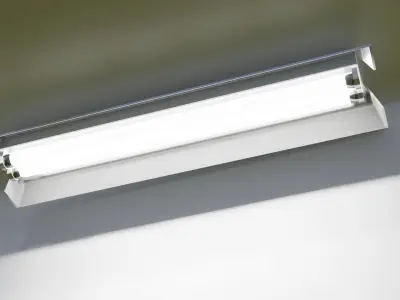 Fluorescent Light with Cord and Plug Free low-poly 3D model