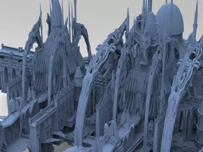 Alien high Cathedral of the Depths 5 large temples  3D model