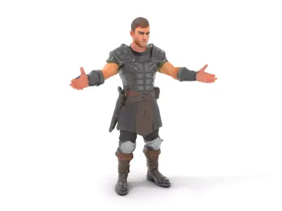 Medieval Warrior Rigged and Animated D Character Model Low-poly 3D model
