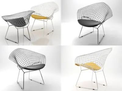 Bertoia Small Diamond Chair 3D model