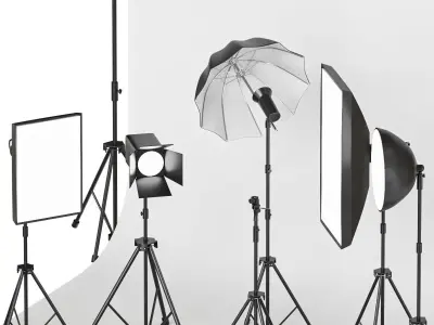  A set of studio equipment 3D model