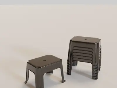Stackable Small Plastic Stool Low-poly 3D model