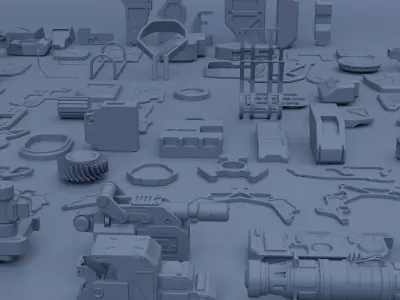 60  Sci Fi kitbash 3D model