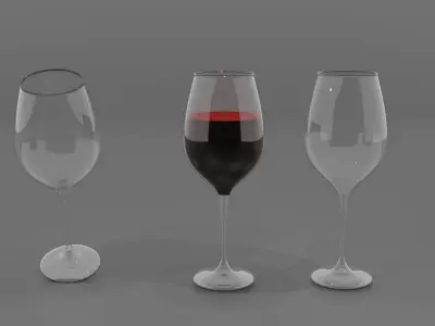 Glass and Glass of Wine 3D model