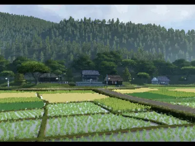 Retro Rice Field Low-poly 3D model