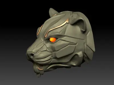 Sci-Fi Panther Head Statue M50 3D print model
