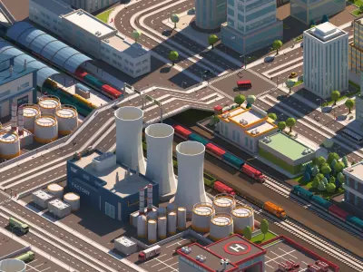 Cartoon City Pack Low-poly 3D model