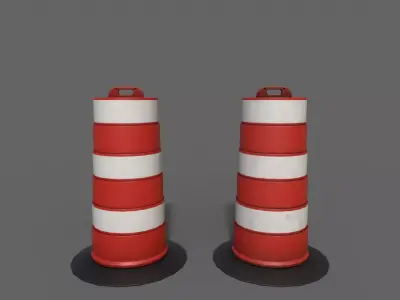PBR Traffic Drum Barrel Red Low-poly 3D model