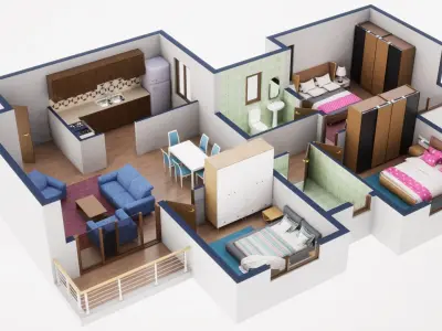 3D Floor Plan Model 48 3D model