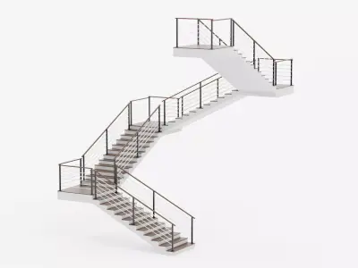 Square Staircase V2 - Multi-Level Modern Interior Stairs Low-poly 3D model