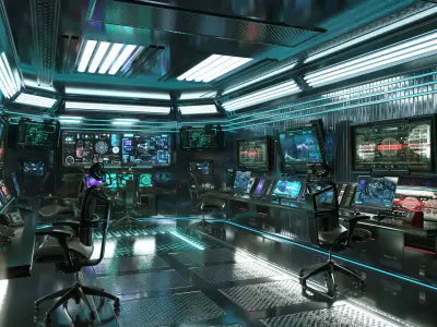 Sci Fi Interior Station Control Panel 3D model