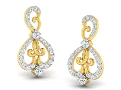 Gold Diamond Women Earring 3D print Model 3D print model 162