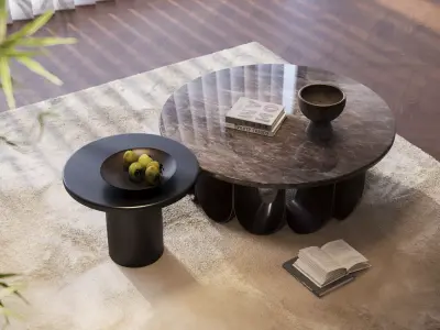 Modern Round Marble Coffee Table Set 3D model