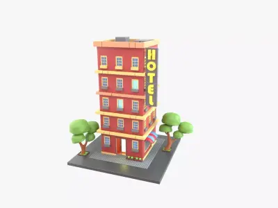 Hotel 3D Illustration 3D model purchase