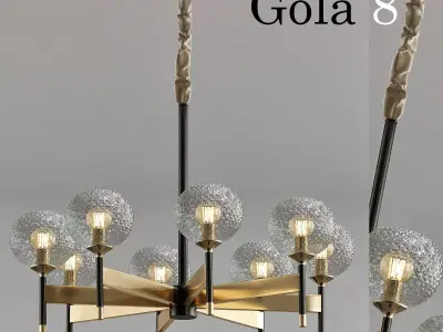Gola 8 lamp with four balls hanging from it 3D model