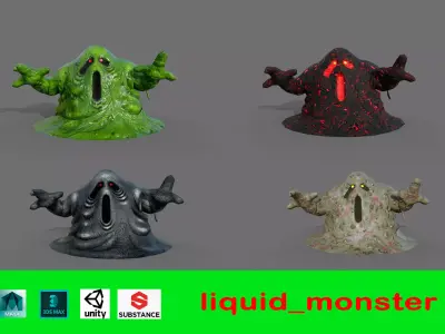 Liquid monster Low-poly 3D model