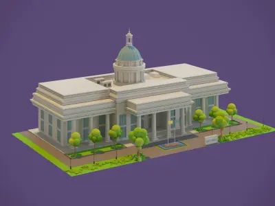 Town Hall Low-poly 3D model
