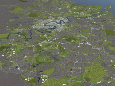 Brisbane Australia 50x50km 3D City Map 3D model