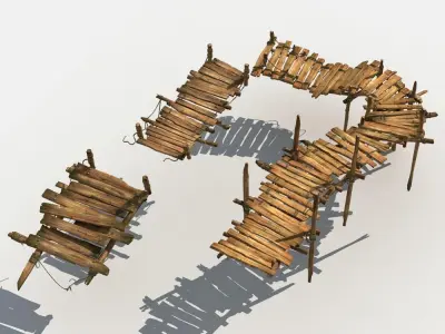 Old Wooden Bridge 02 3D model
