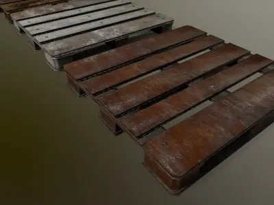 pallet three wooden pallets Low-poly 3D model