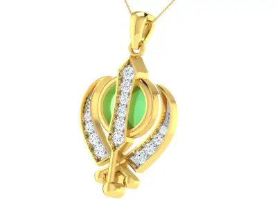 light weight yellow gold  diamond pendent -ZA PN 3168 3D print model