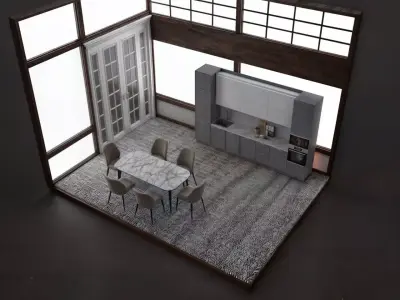 kitchen room 3D model buy