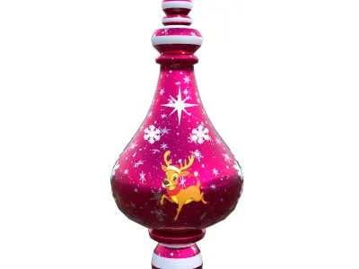 Christmas Reindeer Ornament Red Bauble PBR Holiday Decoration  Low-poly 3D model