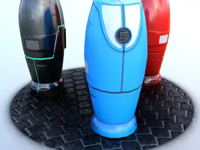 Modern and Sci-fi Hydrant PBR lowpoly model Low-poly 3D model
