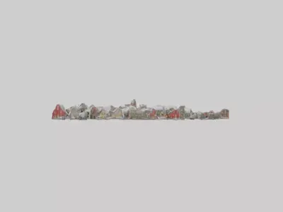 Christmas Village Houses with Snow model Low-poly 3D model