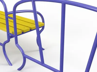 Fence with Bench for Playground 3D model