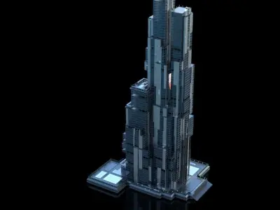 Futuristic Future Modern City Building Skyscraper 03 3D model