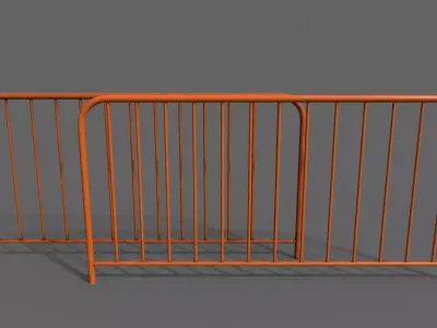 PBR Pedestrian Guard Rail Orange V1 Low-poly 3D model