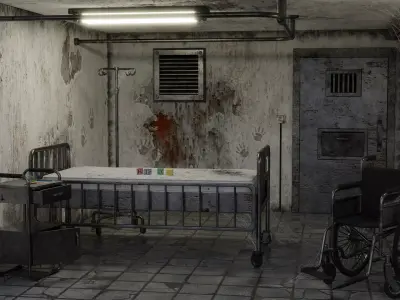 Haunted Hospital Ward Room Low-poly 3D model