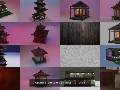Japanese  Structures Buildings  3D Model Pack