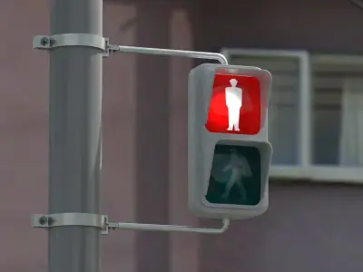 Japanese Crosswalk Signal Incandescent Low-poly 3D model