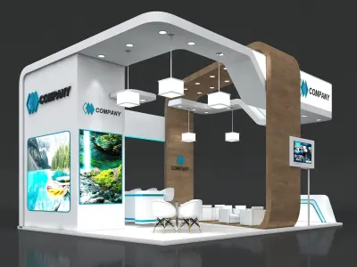 Exhibition Stand Booth Stall 8x6m Height 500cm 4 Side Open 3D model