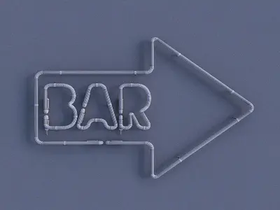 Neon Bar Sign Low-poly 3D model