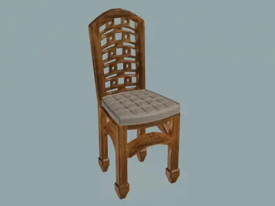Elegant wooden dining chair 3D model
