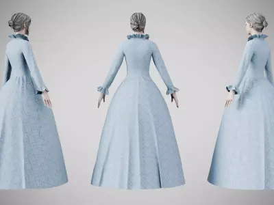 Dress 30 Light Blue Low-poly 3D model